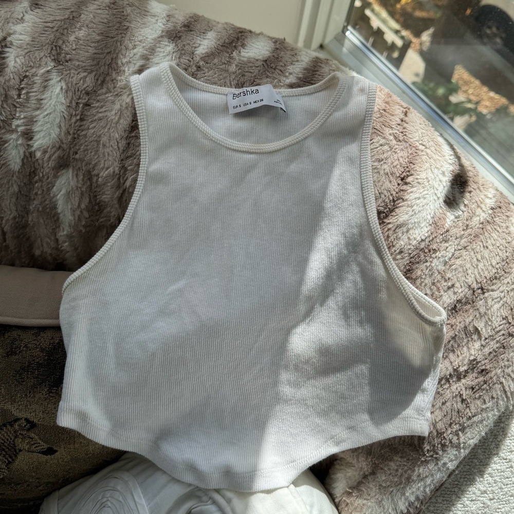 Bershka White Crop Top